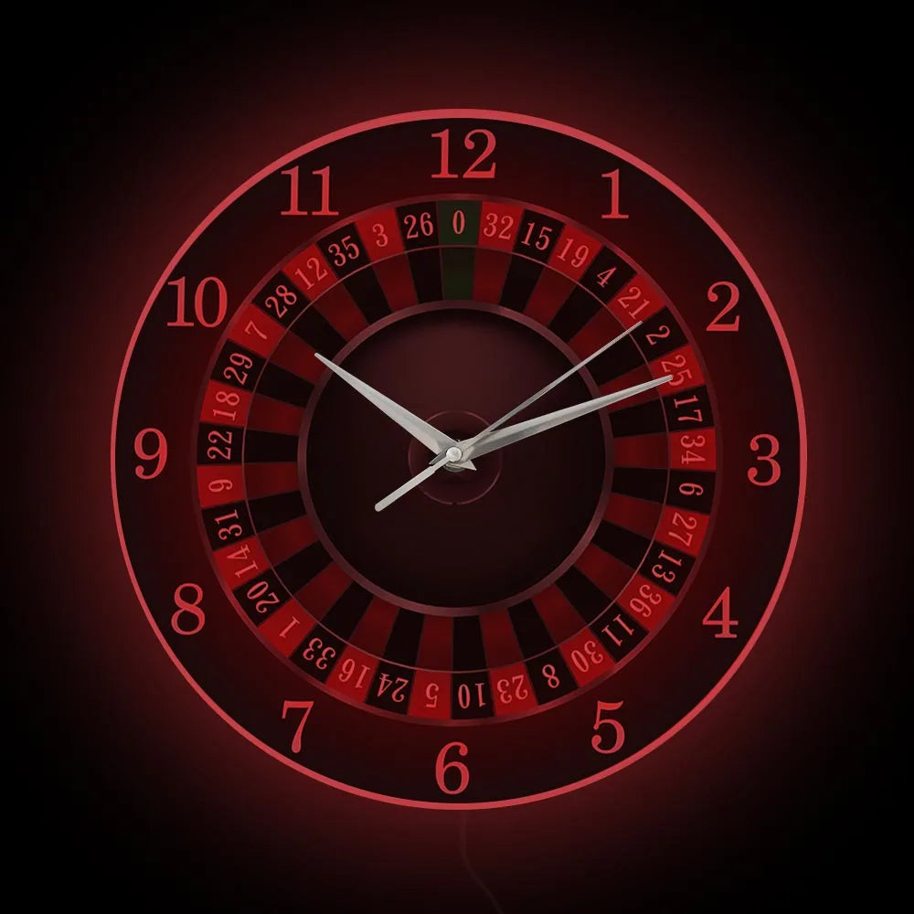 Poker Roulette Silent Non Ticking Wall Clock